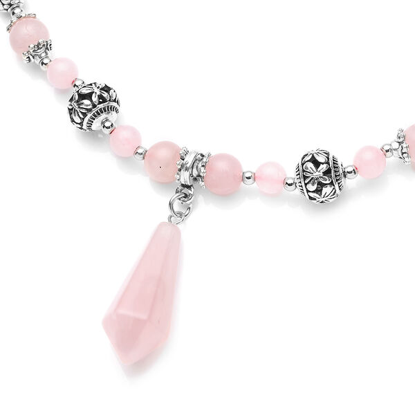 Rosenquarz Halskette, ca. 45 cm, silberfarben ca. 101,00 ct image number 2