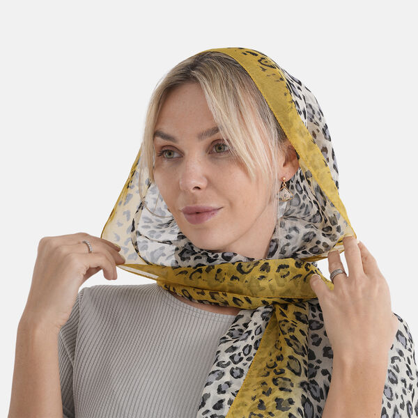 LA MAREY Signature Set mit Seidenschal und Seidentropfen-Ohrringen, 100% Maulbeerseide, 65 x 170 cm, Orange image number 4