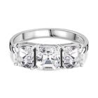 J Francis gefertigt mit SWAROVSKI ASSCHER SCHLIFF Weißer Swarovski Kristall Ring 925 Silber rhodiniert (Größe 20.00)