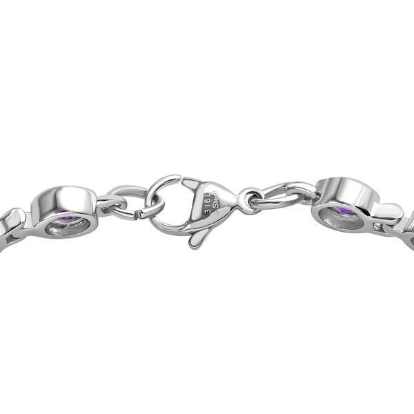 Afrikanischer Amethyst Armband ca. 19 cm Edelstahl ca. 8,46 ct. image number 4