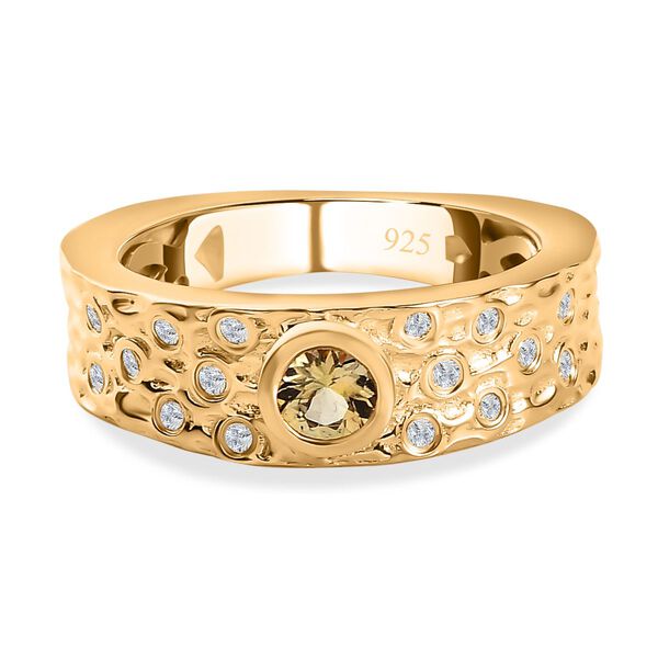 AA nat&uuml;rlicher, goldener Tansanit und Zirkon-Ring - 0.48 ct.