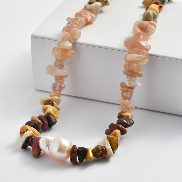 Mehrfarbig Edelsteine, S&uuml;&szlig;wasser Perle Halskette ca. 203 cm