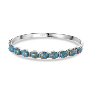 Blaues T&uuml;rkis Armreif ca. 19 cm Edelstahl ca. 10.80 ct