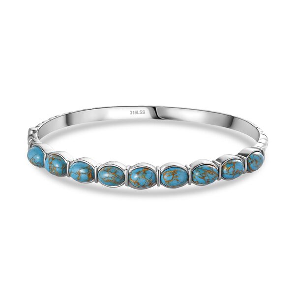 Blaues T&uuml;rkis Armreif ca. 19 cm Edelstahl ca. 10.80 ct