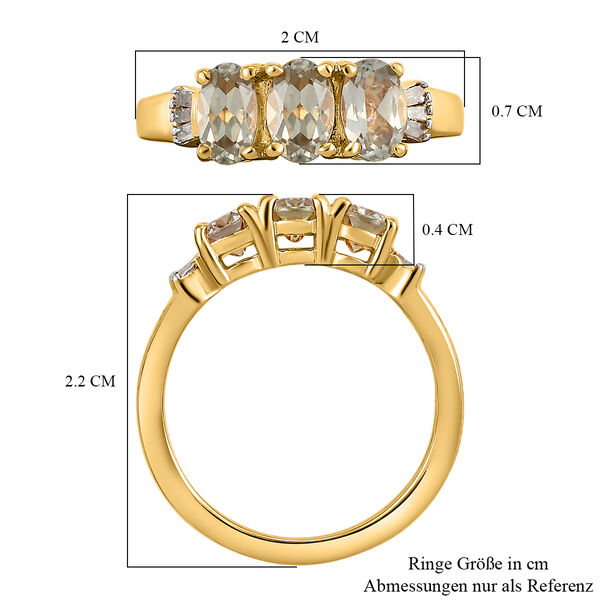 AAA Turkizit und wei&szlig;er Diamant-Ring, 925 Silber Gelbgold Vermeil  ca. 1,59 ct image number 7