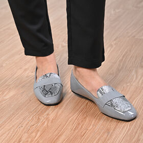 LA MAREY Damen Mokassins, Schlangenmuster, Grau