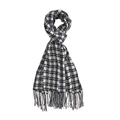 Trendiger, Karo-Winterschal, 70x180cm, Schwarz