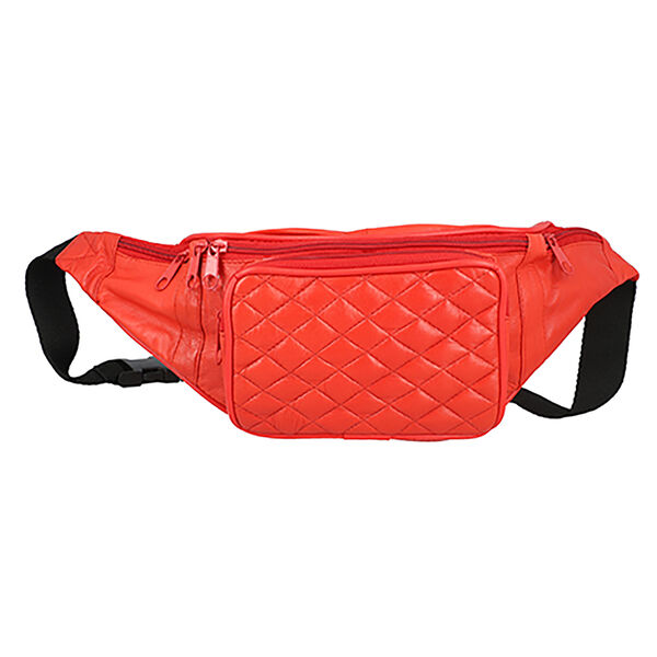 100% echtes Leder, Bauchtasche mit RFID Schutz, Gr&ouml;&szlig;e 37x15 cm, Rot