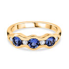 Tansanit und Zirkon Trilogie Ring 925 Silber vergoldet (Größe 16.00) ca. 1,00 ct