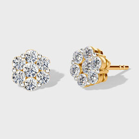 LUXURIANT DIAMOND- SGL zertifizierte VS Labor Diamant Ohrringe, 925 Silber 750 Gelbgold Vermeil - 1 ct.