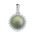AAA Tahiti Perle, Weißer Diamant Anhänger 750 Gold Standard