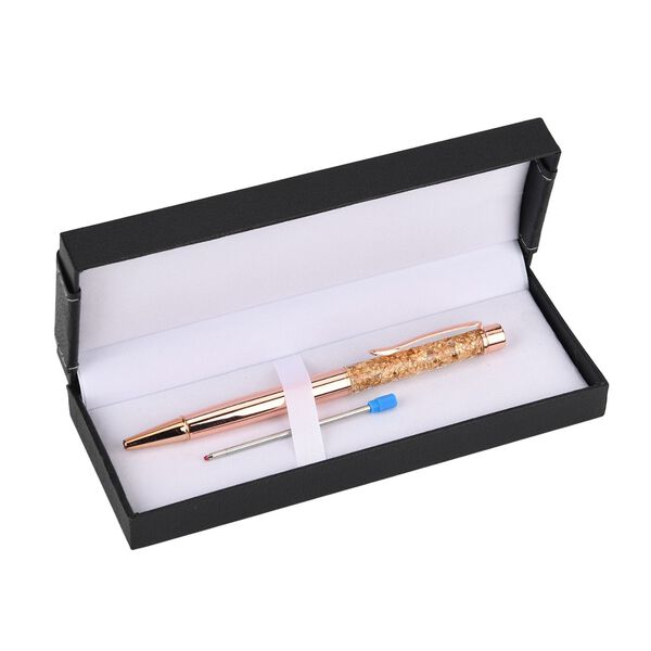 LIVMORE Set Kugelschreiber mit Ersatzmine, ros&eacute;goldfarben, Echtgoldfolie image number 5