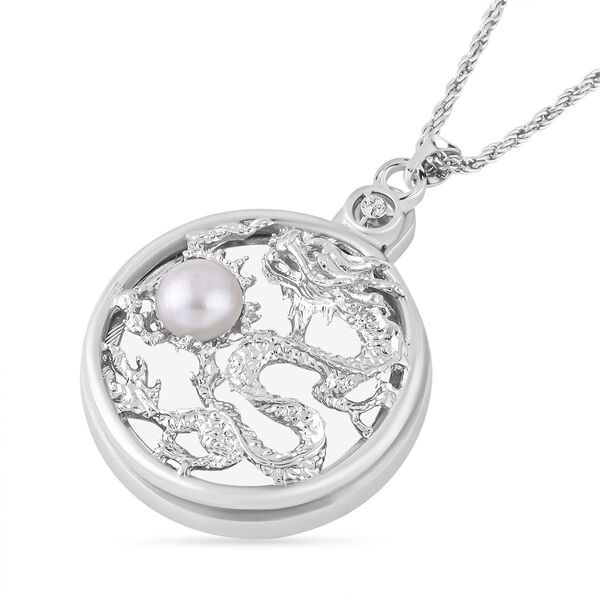 Perle und Kristall-Drachenmotiv-Anhänger mit 60+5cm Kette image number 2