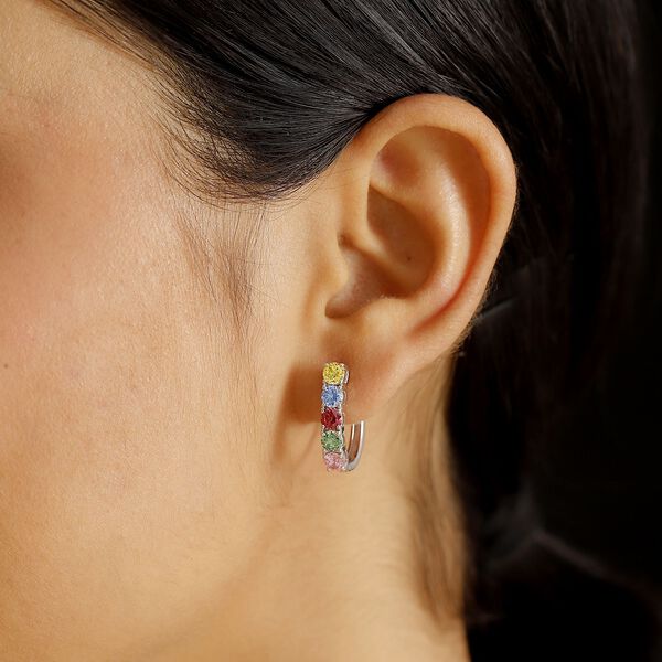 J Francis gefertigt mit SWAROVSKI - Grüner Zirkonia, Ausgefallene rosa Zirkonia Ohrringe 925 Silber rhodiniert 4.57 ct image number 2