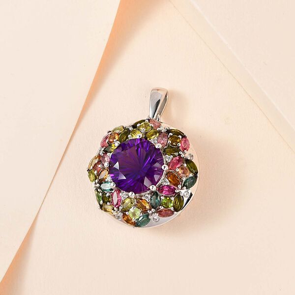 Afrikanischer Amethyst, mehrfarbiger Turmalin und Zirkon-Anh&auml;nger - 9,39 ct. image number 2