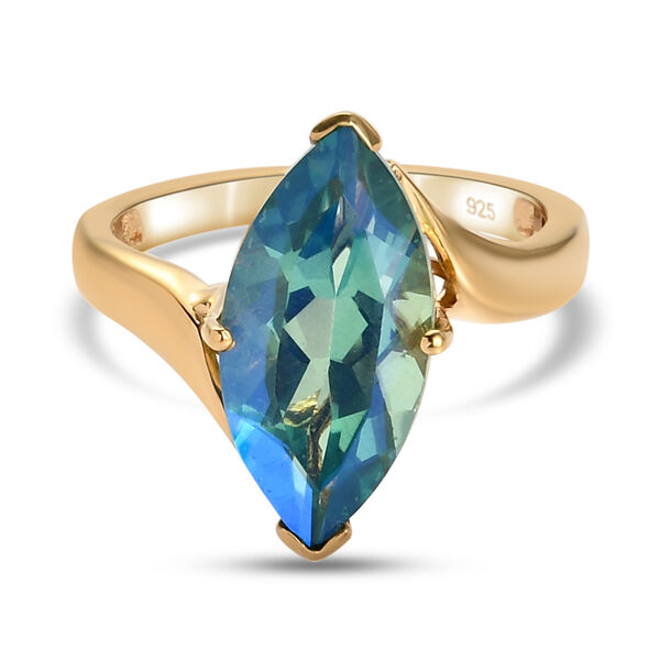 Pfau Triplett Quarz Ring 925 Silber vergoldet  ca. 3,96 ct