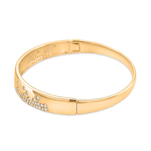 Weißer Zirkonia Armreif ca. 19 cm Nickelfreies Messing, Goldfarben image number 5