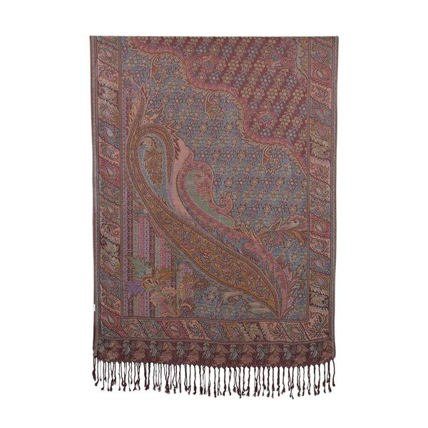 Schal mit feinem Paisley-Muster und Fransen, 70x180cm, T&uuml;rkis image number 3