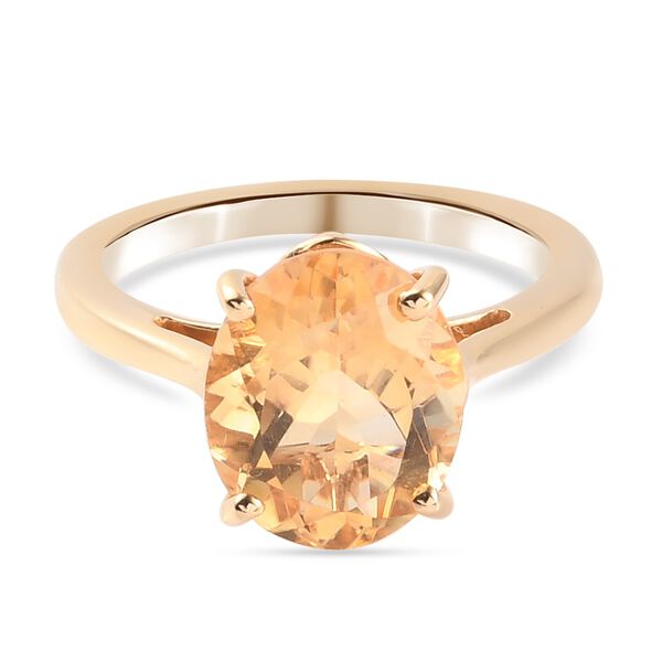 Citrin Solit&auml;r Ring 925 Silber 585 Vergoldet