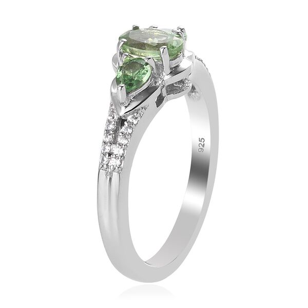 Tsavorit Granat und Zirkon Ring 925 Silber Platin-&Uuml;berzug image number 3
