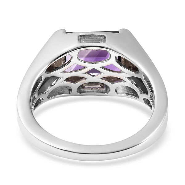 Uruguay Amethyst und Zirkon Solit&auml;r Ring 925 Silber Rhodium-&Uuml;berzug image number 4