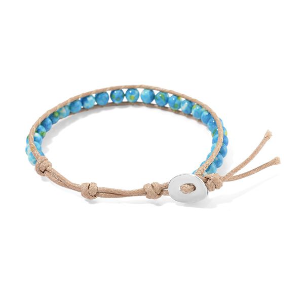 Flexibles blaugr&uuml;nes Regenblumen-Yuhua-Quarzit Armband - 35 ct. image number 4