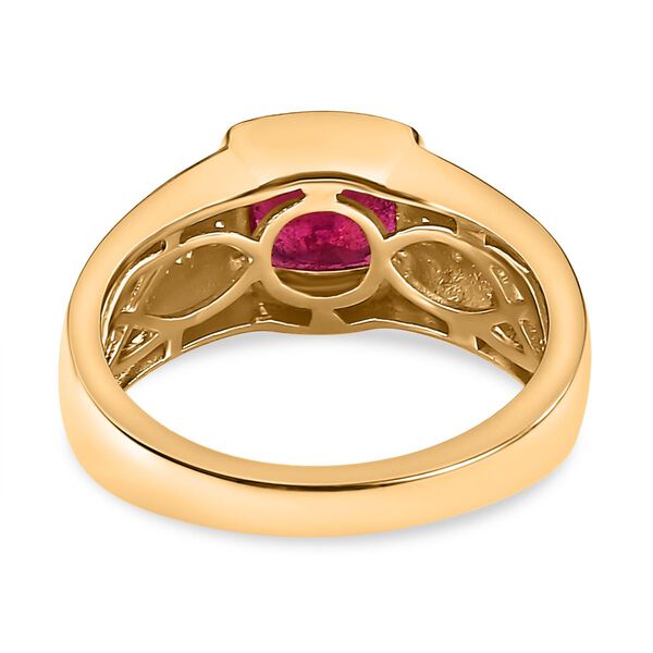 Afrikanischer Rubin (Fissure gefüllt), weißer Zirkon Ring, 925 Silber Gelbgold Vermeil (Größe 16.00) ca. 2.49 ct image number 6
