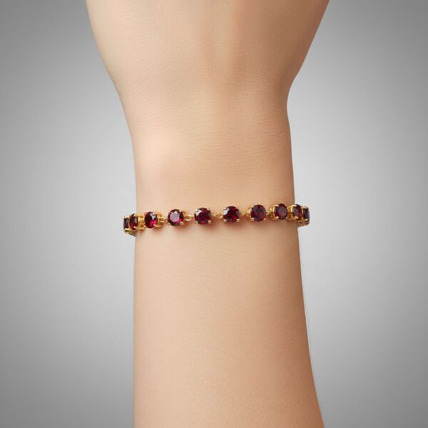 D'Joy AA Natürlicher Rhodolith Granat Armband ca. 20 cm 925 Silber 750 Gelbgold Vermeil ca. 14.16 ct image number 2