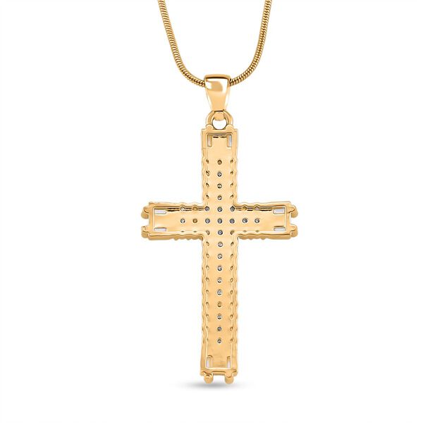 Wei&szlig;e Zirkonia Kreuz-Halskette, 52+5cm, vergoldet image number 4