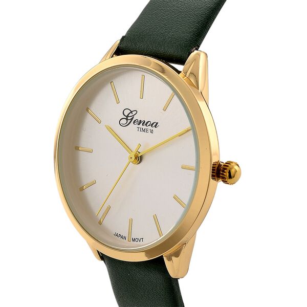 GENOA TIME - Armbanduhr Legierung, goldfarben, Zifferblatt Weiß-Sunshine, 3 ATM wasserdicht image number 3