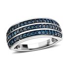 Blauer Diamant-Half-Eternity-Ring, 925 Silber platiniert, 1,00 ct. image number 3