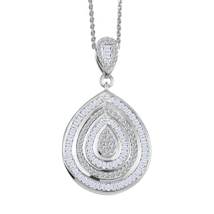 D'Joy Wei&szlig;er Diamant Schmuckset ca. 50 cm 925 Silber Rhodiniert (10-15 Werktage Lieferzeit) ca. 1,00 ct.