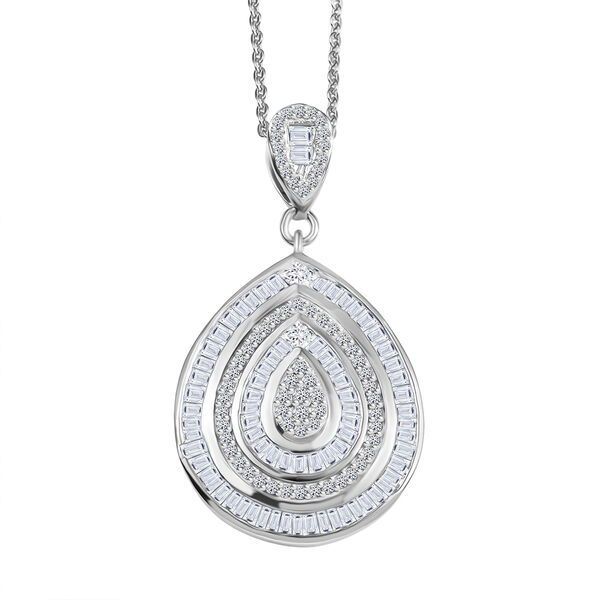 D'Joy wei&szlig;er Diamant Anh&auml;nger mit 50cm Kette - 1 ct.