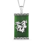 Grüne Jade Drachen-Anhänger mit Kette, 925 Silber rhodiniert, ca. 17.24 ct