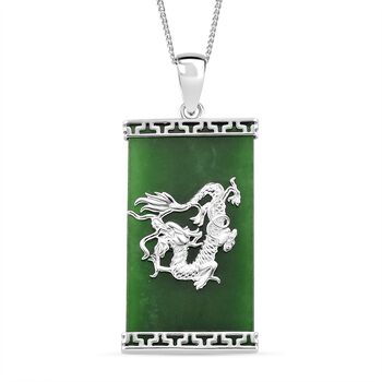 Gr&uuml;ner Jade Drachen-Anh&auml;nger mit 50cm Kette - 17,24 ct.