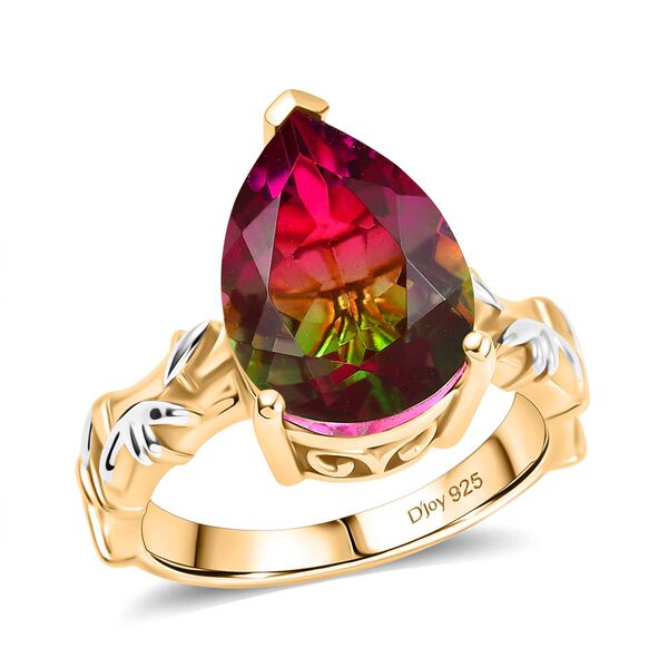 Blooming Petals - D joy Wassermelonen Quarz Triplette Ring 925 Silber platiniert und vergoldet (Größe 17.00) ca. 5,67 ct image number 4