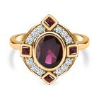 Rhodolith Granat Ring, 925 Silber vergoldet (Größe 21.00) ca. 2.79 ct