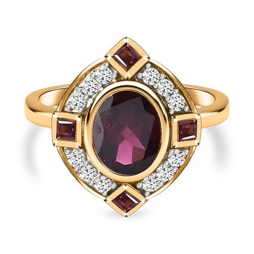 Rhodolith Granat Ring, 925 Silber vergoldet (Größe 21.00) ca. 2.79 ct image number 0