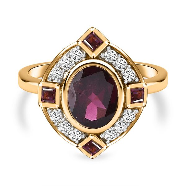 Rhodolith Granat Ring, 925 Silber vergoldet (Größe 21.00) ca. 2.79 ct image number 0