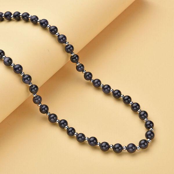 Blaue Sandstein Halskette, ca. 50 cm, Edelstahl ca. 162,50 ct image number 2