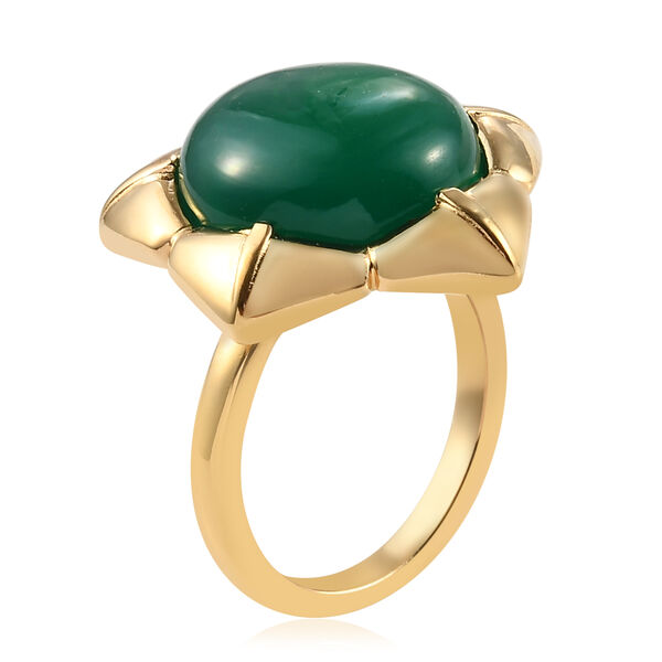 Grüner Onyx-Ring, Ionenbeschichtetes Messing, 750 Gelbgold vergoldet  ca. 7,83 ct image number 5