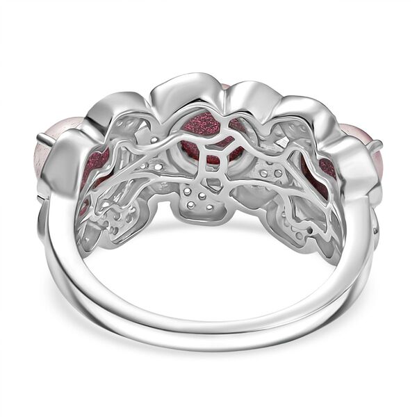 D'Joy Maulbeer Mondstein, Wei&szlig;er Zirkon Ring 925 Silber Rhodiniert und 750 Gelbgold Vermeil (Gr&ouml;&szlig;e 17.00) ca. 3,71 ct image number 6