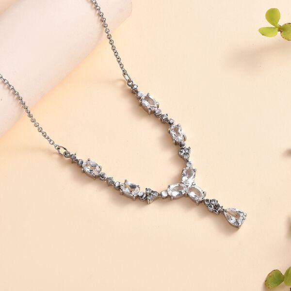 Wei&szlig;er Topas Halskette ca. 45 cm Edelstahl ca. 5.01 ct image number 2