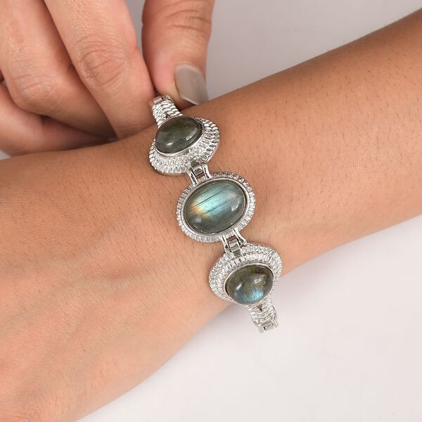 Labradorit Armband ca. 18 cm Edelstahl ca. 21.74 ct image number 3