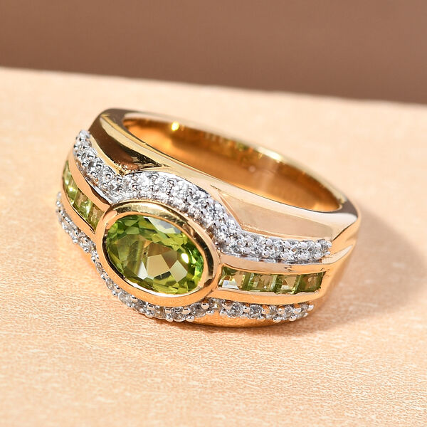 Nat&uuml;rlicher Peridot-Ring, 925 Silber vergoldet  ca. 2,09 ct image number 2