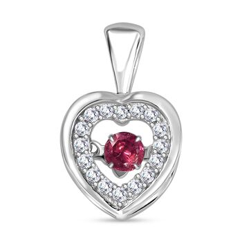 Afrikanischer Rubin und Moissanit Herz Anh&auml;nger - 0,55 ct.