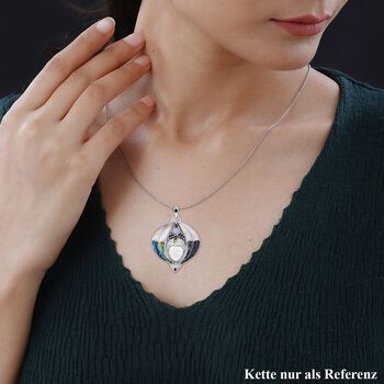 Sajen Silver- Ochse Knochen, Regenbogen Mondstein und Multi Edelstein Anh&auml;nger - 12,88 ct.