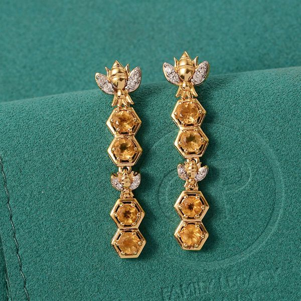GP Honeycomb Trionfo Kollektion - AA Citrin, Zirkon und blaue Saphir Ohrringe - 2,40 ct. image number 2