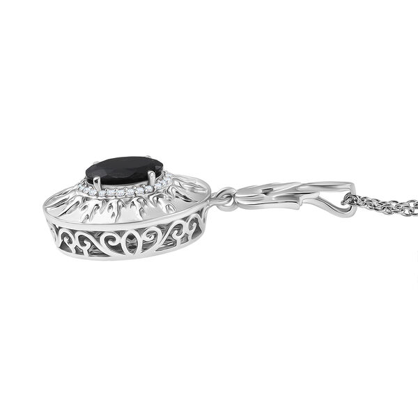 EVER TRUE AA Schwarzer Glasachat, Wei&szlig;er Zirkon Schmuckset ca. 50 cm ca. 2,32 ct. image number 3