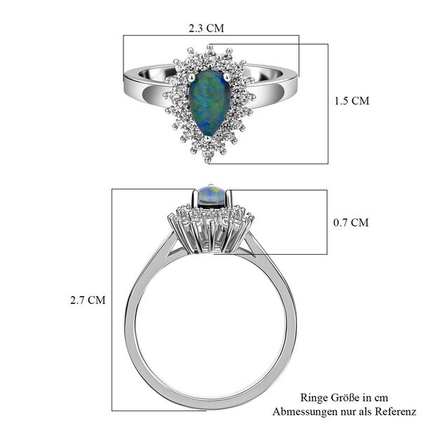 Boulder Opal Triplett und Zirkon-Halo-Ring - 1,29 ct. image number 5